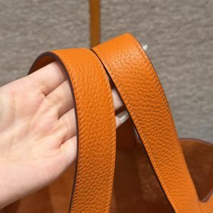 Hermes Picotin Lock 22 CM Bag Handmade In Taurillon Clemence Leather Gold Hardware 93 Orange - Image 10