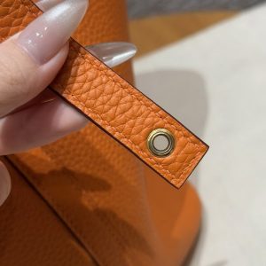 Hermes Picotin Lock 22 CM Bag Handmade In Taurillon Clemence Leather Gold Hardware 93 Orange - Image 7