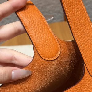 Hermes Picotin Lock 22 CM Bag Handmade In Taurillon Clemence Leather Gold Hardware 93 Orange - Image 6