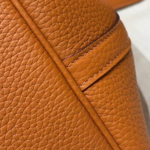 Hermes Picotin Lock 22 CM Bag Handmade In Taurillon Clemence Leather Gold Hardware 93 Orange - Image 5