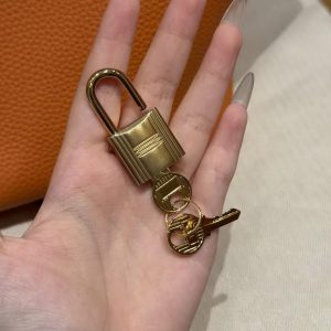 Hermes Picotin Lock 22 CM Bag Handmade In Taurillon Clemence Leather Gold Hardware 93 Orange - Image 3