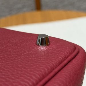 Hermes Picotin Lock 22 CM Bag Handmade In Taurillon Clemence Leather Silver Hardware B5 Ruby - Image 3