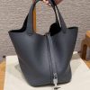 Hermes Picotin Lock 22 CM Bag Handmade In Taurillon Clemence Leather Silver Hardware H0 Girs Misty
