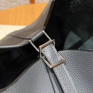 Hermes Picotin Lock 22 CM Bag Handmade In Taurillon Clemence Leather Silver Hardware H0 Girs Misty - Image 12