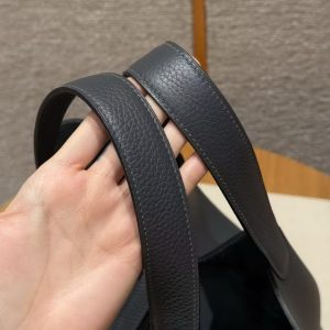 Hermes Picotin Lock 22 CM Bag Handmade In Taurillon Clemence Leather Silver Hardware H0 Girs Misty - Image 11