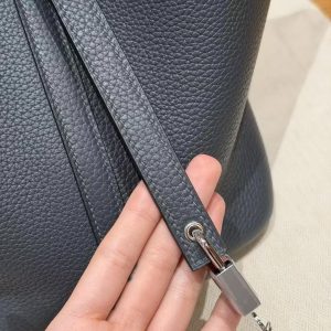 Hermes Picotin Lock 22 CM Bag Handmade In Taurillon Clemence Leather Silver Hardware H0 Girs Misty - Image 10