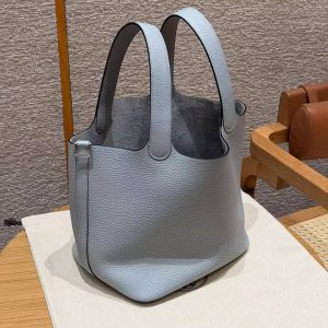 Hermes Picotin Lock 22 CM Bag Handmade In Taurillon Clemence Leather Sliver Hardware P0 Girs Pantin - Image 16