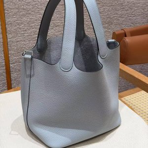 Hermes Picotin Lock 22 CM Bag Handmade In Taurillon Clemence Leather Sliver Hardware P0 Girs Pantin - Image 15