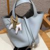 Hermes Picotin Lock 22 CM Bag Handmade In Taurillon Clemence Leather Sliver Hardware P0 Girs Pantin