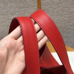 Hermes Picotin Lock 22 CM Bag Handmade In Taurillon Clemence Leather Silver Hardware Q5 Rouge Casque - Image 10