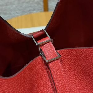 Hermes Picotin Lock 22 CM Bag Handmade In Taurillon Clemence Leather Silver Hardware Q5 Rouge Casque - Image 5