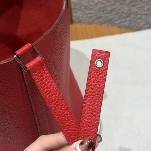 Hermes Picotin Lock 22 CM Bag Handmade In Taurillon Clemence Leather Silver Hardware Q5 Rouge Casque - Image 3