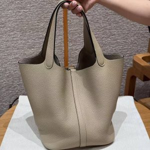 Hermes Picotin Lock 22 CM Bag Handmade In Taurillon Clemence Leather Gold Hardware S2 Trench - Image 2