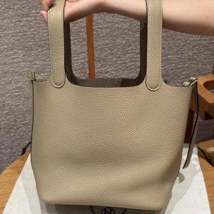 Hermes Picotin Lock 22 CM Bag Handmade In Taurillon Clemence Leather Gold Hardware S2 Trench - Image 13