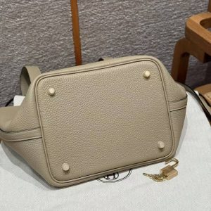 Hermes Picotin Lock 22 CM Bag Handmade In Taurillon Clemence Leather Gold Hardware S2 Trench - Image 12