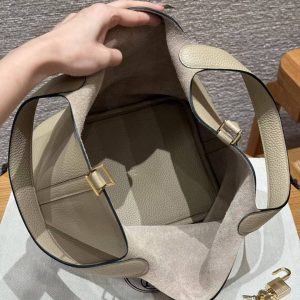 Hermes Picotin Lock 22 CM Bag Handmade In Taurillon Clemence Leather Gold Hardware S2 Trench - Image 11
