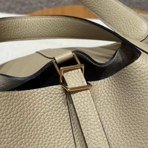 Hermes Picotin Lock 22 CM Bag Handmade In Taurillon Clemence Leather Gold Hardware S2 Trench - Image 9