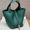 Hermes Picotin Lock 22 CM Bag Handmade In Taurillon Clemence Leather Gold Hardware U4 Vert Vertigo