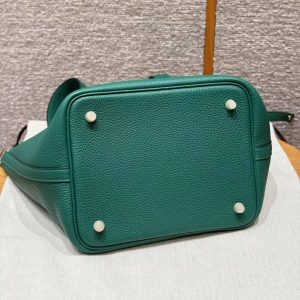 Hermes Picotin Lock 22 CM Bag Handmade In Taurillon Clemence Leather Gold Hardware U4 Vert Vertigo - Image 12