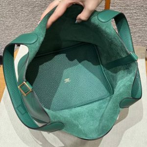 Hermes Picotin Lock 22 CM Bag Handmade In Taurillon Clemence Leather Gold Hardware U4 Vert Vertigo - Image 11