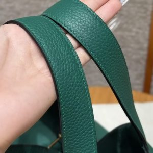 Hermes Picotin Lock 22 CM Bag Handmade In Taurillon Clemence Leather Gold Hardware U4 Vert Vertigo - Image 9