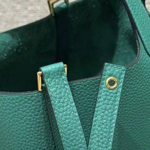 Hermes Picotin Lock 22 CM Bag Handmade In Taurillon Clemence Leather Gold Hardware U4 Vert Vertigo - Image 8