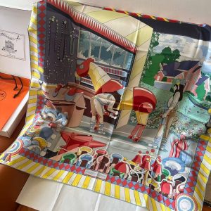 Hermes Pony Pit Stop Double Face Scarf 90 100% Silk H904207S 05 - Image 10