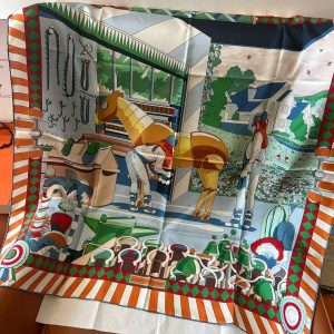 Hermes Pony Pit Stop Double Face Scarf 90 100% Silk H904207S 05 - Image 8