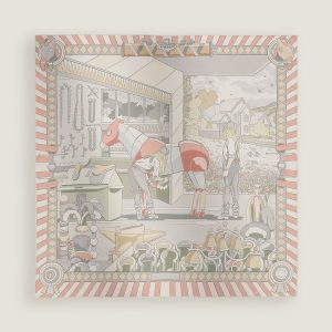 Hermes Pony Pit Stop Double Face Scarf 90 100% Silk H904207S 05