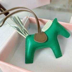 Alternative view of Hermes Rodeo PM Charm Horse Charm Milo Lambskin Menthe - Vert Fizz - Etoupe H064929CAET