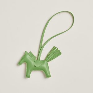 Hermes Rodeo PM Charm Horse Charm Milo Lambskin Vert Criquet H064929CAEK
