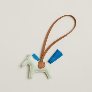 Hermes Rodeo PM Charm Horse Charm Milo Lambskin Vert Fizz - Bleu Zanzibar - Gold H064929CAER