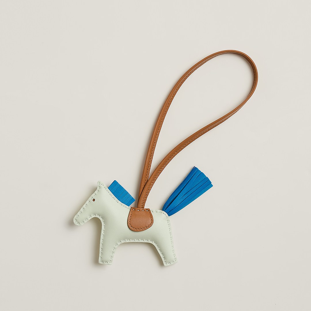 Hermes Rodeo PM Charm Horse Charm Milo Lambskin Vert Fizz - Bleu Zanzibar - Gold H064929CAER