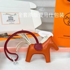 Hermes Rodeo PM Charm Milo Lambskin Orange Poppy Craie Rubis H064929CADY - Image 8