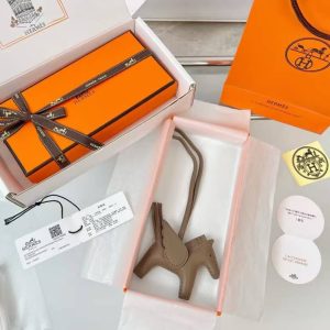 Alternative view of Hermes Rodeo Pegase PM Charm Milo Lambskin and Swift Calfskin Etoupe H083010CACC
