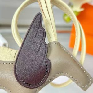 Hermes Rodeo Pegase PM Charm Milo Lambskin and Swift Calfskin Etoupe Jaune Milton Rouge Sellier H083010CACG - Image 4