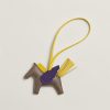 Hermes Rodeo Pegase PM Charm Milo Lambskin and Swift Calfskin Étoupe Jaune de Naples Aubergine H083010CAEJ