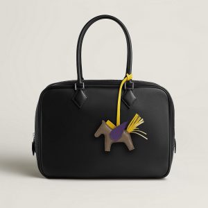 Hermes Rodeo Pegase PM Charm Milo Lambskin and Swift Calfskin Étoupe Jaune de Naples Aubergine H083010CAEJ - Image 11