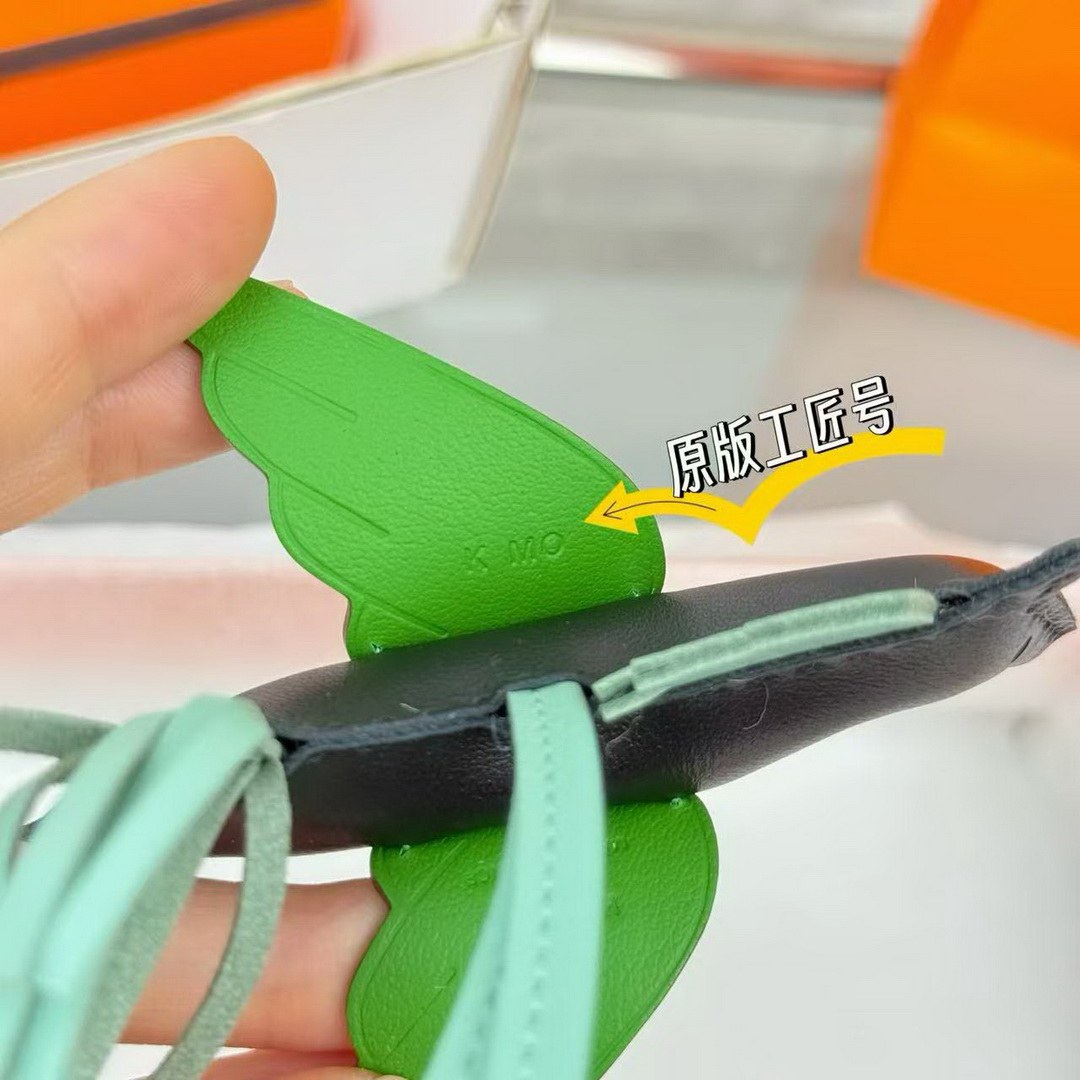 Hermes Rodeo Pegase PM Charm Milo Lambskin and Swift Calfskin Noir Vert Peppermint Vert Yucca H083010CAEM - Image 6