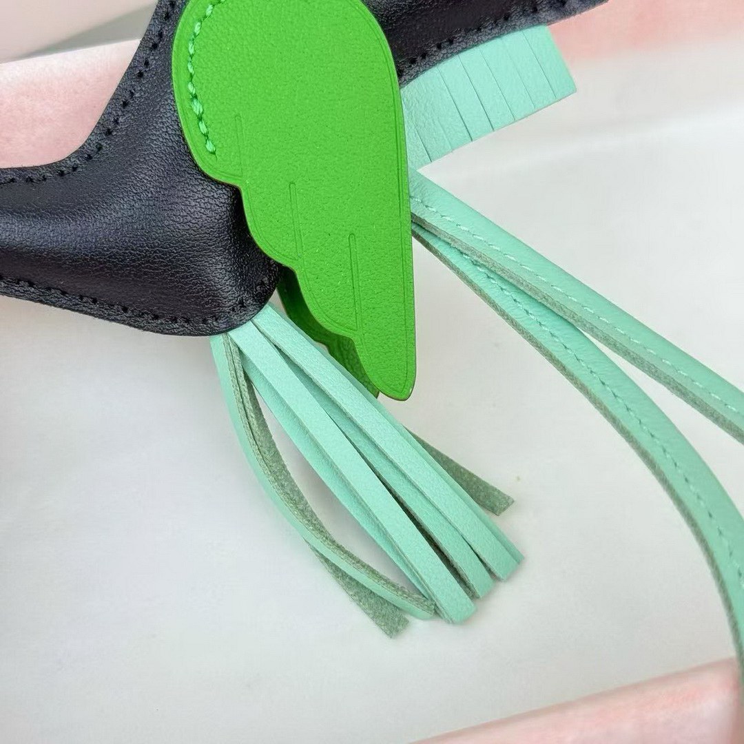 Hermes Rodeo Pegase PM Charm Milo Lambskin and Swift Calfskin Noir Vert Peppermint Vert Yucca H083010CAEM - Image 3