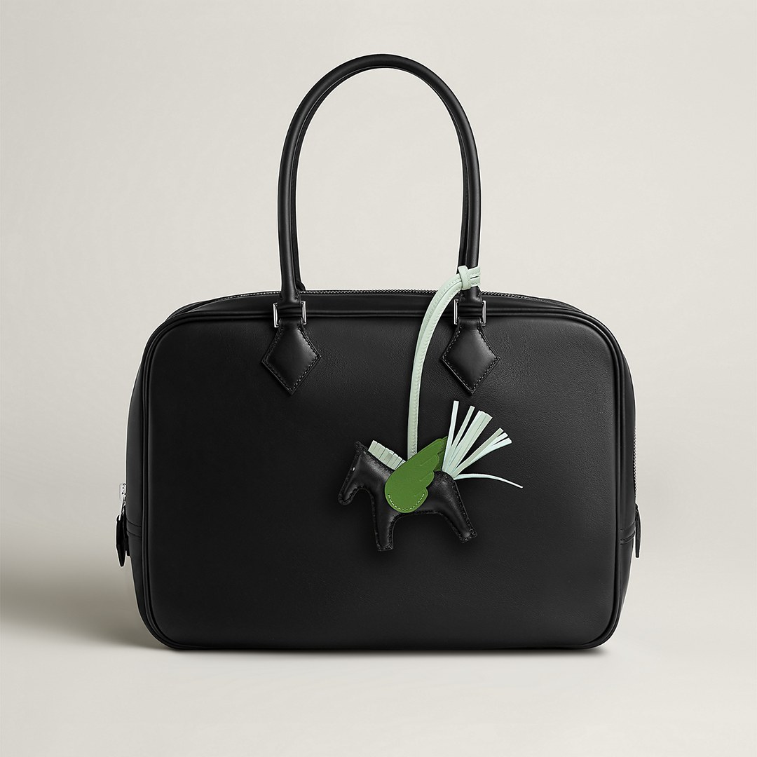 Hermes Rodeo Pegase PM Charm Milo Lambskin and Swift Calfskin Noir Vert Peppermint Vert Yucca H083010CAEM - Image 11
