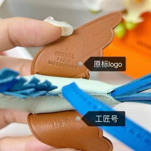 Hermes Rodeo Pegase PM Charm Milo Lambskin and Swift Calfskin Vert Fizz Bleu Zanzibar Gold H083010CACF - Image 3