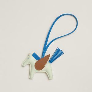 Hermes Rodeo Pegase PM Charm Milo Lambskin and Swift Calfskin Vert Fizz Bleu Zanzibar Gold H083010CACF