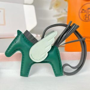 Alternative view of Hermes Rodeo Pegase PM Charm Milo Lambskin and Swift Calfskin Vert Moyen Ardoise Vert Peppermint H083010CACU
