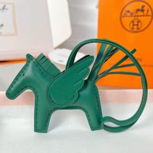 Alternative view of Hermes Rodeo Pegase PM Charm Milo Lambskin and Swift Calfskin Vert Moyen H083010CACP