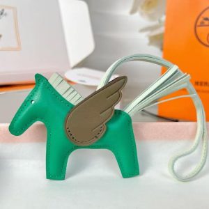 Alternative view of Hermes Rodeo Pegase PM Charm Milo Lambskin and Swift Calfskin Vert d'Eau Vert Fizz Étoupe H083010CACJ