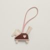 Hermes Rodeo Robeo Coeur PM Charm Horse Milo Lambskin Craie - Rose Sakura - Terre H086714CAAH