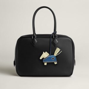 Hermes Rodeo Robeo Coeur PM Charm Horse Milo Lambskin Jaune Milton - Bleu Nuit - Bleu Tie H086714CAAC - Image 8