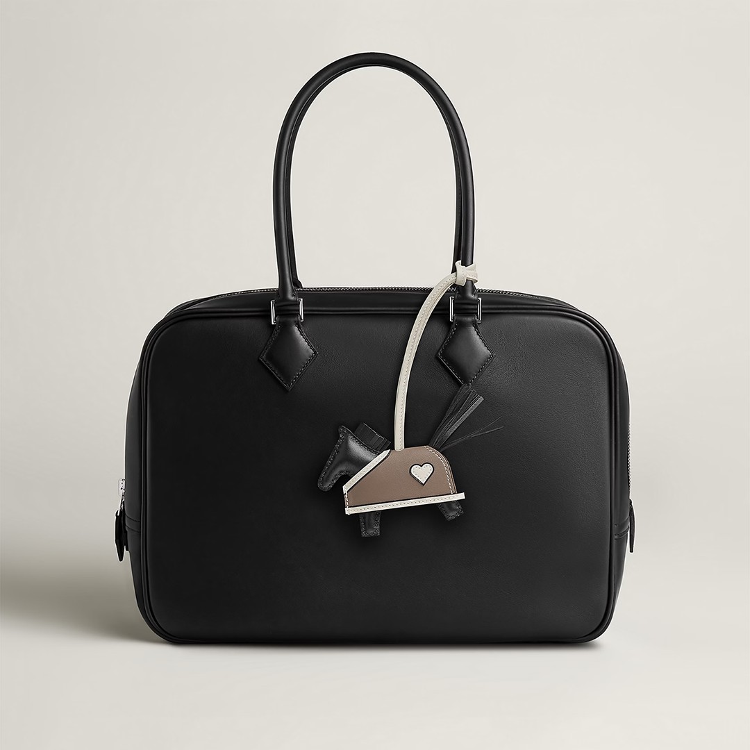 Hermes Rodeo Robeo Coeur PM Charm Horse Milo Lambskin Noir - Craie - Etoupe H086714CAAD - Image 8
