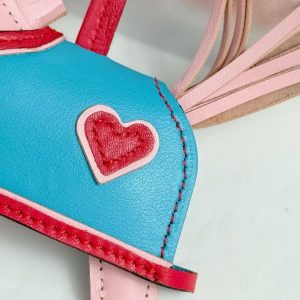 Hermes Rodeo Robeo Coeur PM Charm Horse Milo Lambskin Rose Darling - Rouge Radieux - Céleste H086714CAAA - Image 5